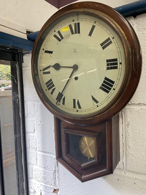 Lot 205 - Early 20th century mahogany drop dial wall clock