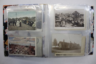 Lot 1436 - Vintage postcard album including South African Fire station, local cards, real photographic