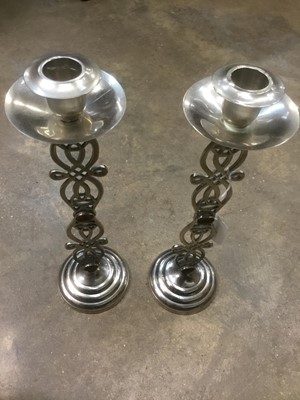 Lot 150 - Pair Celtic design plated candlesticks