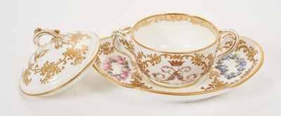 Lot 17 - Fine 19th century English Sevres -style armorial porcelain consommé bowl,cover and stand