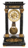Lot 1056 - 19th century four-pillar mantel Clocksck with...