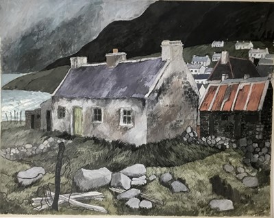 Lot 9 - *Dione Page (1936-2021) gouache and pastel on paper laid on card - ‘Achill Island, Co. Mayo’, signed and titled, 76cm x 59.5cm, unframed