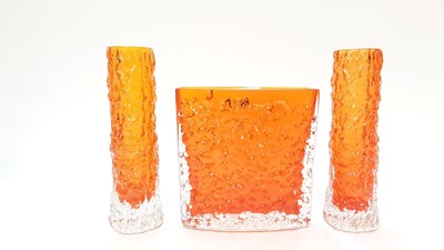 Lot 1139 - Three pieces of Whitefriars Tangerine glass