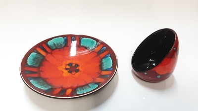 Lot 1245 - Poole pottery dish with abstract decoration together with a candle holder
