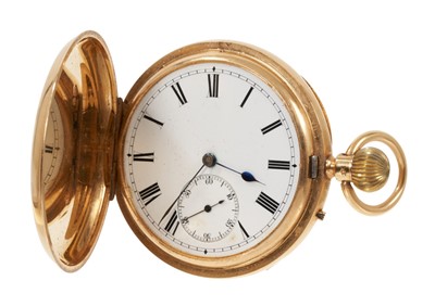 Lot 593 - Victorian gentleman’s 18ct gold full hunter pocket watch