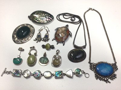 Lot 14 - Group silver and white metal jewellery set with semi precious gem stones
