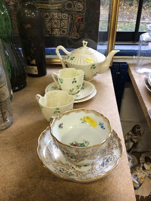 Lot 65 - Belleek shell moulded tea ware and German porcelain cup and saucer