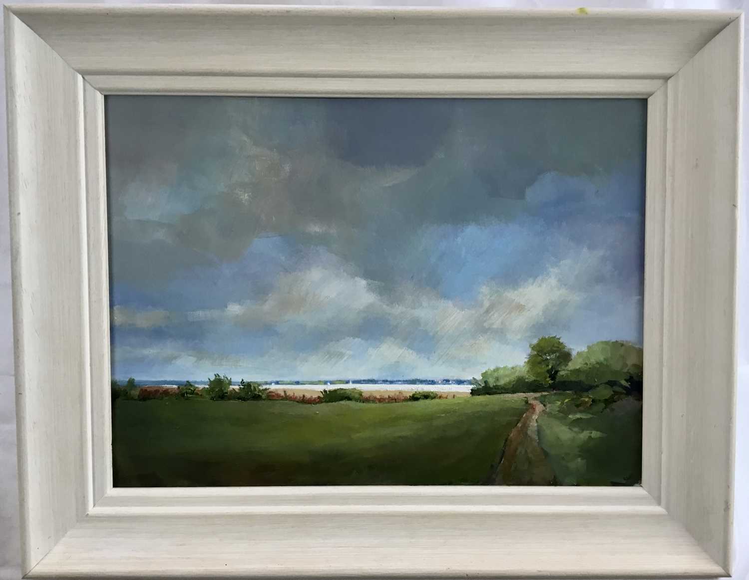 Lot 61 - David Slater (b.1943) acrylic on board - ‘Low Tide’, monogrammed, 39cm x 29cm, framed