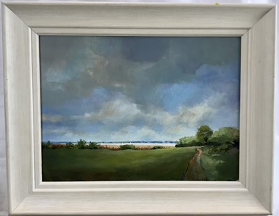 Lot 61 - David Slater (b.1943) acrylic on board - ‘Low Tide’, monogrammed, 39cm x 29cm, framed