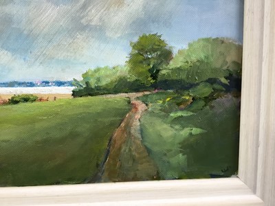 Lot 61 - David Slater (b.1943) acrylic on board - ‘Low Tide’, monogrammed, 39cm x 29cm, framed