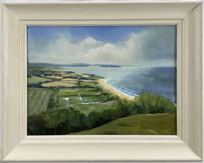 Lot 63 - David Slater (b.1943) oil on board - ‘Castle in the Bay’, 39cm x 29cm, monogrammed, framed