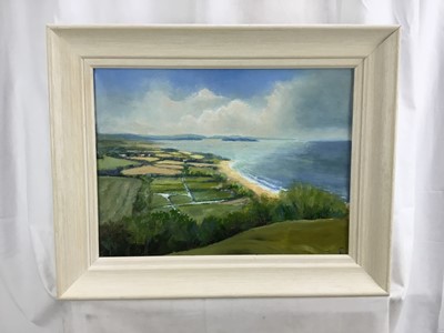 Lot 63 - David Slater (b.1943) oil on board - ‘Castle in the Bay’, 39cm x 29cm, monogrammed, framed