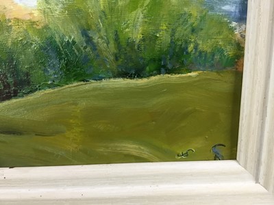 Lot 63 - David Slater (b.1943) oil on board - ‘Castle in the Bay’, 39cm x 29cm, monogrammed, framed
