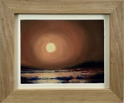 Lot 65 - David Slater (b.1943) oil on board - Moon Light, monogrammed, 21cm x 16cm, framed