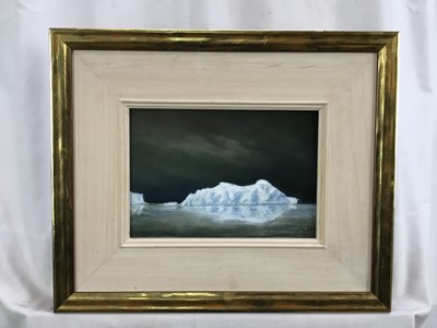 Lot 69 - David Slater (b.1943) oil on board - ‘The Cold Arctic’, monogrammed, 24cm x 16.5cm, in gilt frame