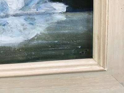 Lot 69 - David Slater (b.1943) oil on board - ‘The Cold Arctic’, monogrammed, 24cm x 16.5cm, in gilt frame