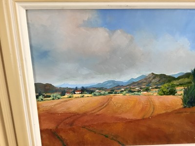 Lot 59 - David Slater (b.1943) oil on board - ‘Cornfields, Provence’, monogrammed, 39cm x 29cm, framed