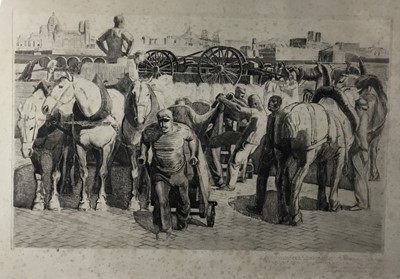 Lot 163 - French School, early 20th century, black and white etching 'Grand Hotel Larbois' Aix-en-Provence, titled in ink, in glazed frame