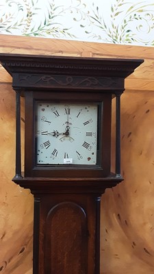 Lot 2527 - George III oak and fruitwood crossbanded longcase clock, with pendulum and one weight