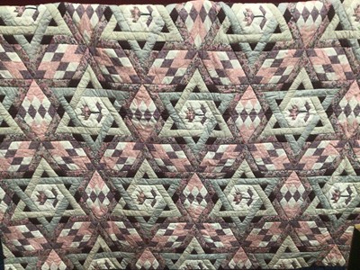 Lot 2107 - Collection of silk scarves including YSL and Moschino, cashmere check pattern scarf, mink fur collar, gloves and quilted blanket