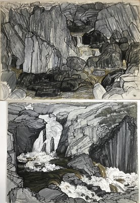 Lot 21 - *Dione Page (1936-2021) two works, gouache and pastel on paper - 'Afon Gamlan’ and ‘River Doe Yorkshire’, signed titled and dated, unframed