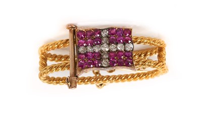 Lot 5 - HRH The Duke of d'Abruzzi, Fine Victorian diamond and ruby scarf clip with original letter from the Royal jewellers Henry Lewis & Co, 172 New Bond Street, London. Sept. 7th 1898.