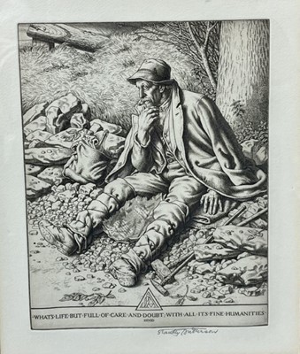 Lot 1261 - Stanley Anderson (1884-1966) etching - ‘What’s life but full of care and doubt…', 21.5cm x 17.5cm, in glazed frame