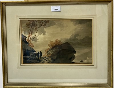 Lot 1255 - William Payne (1755-c.1830) watercolour - figures by moonlight, 19cm x 29cm, in glazed gilt frame