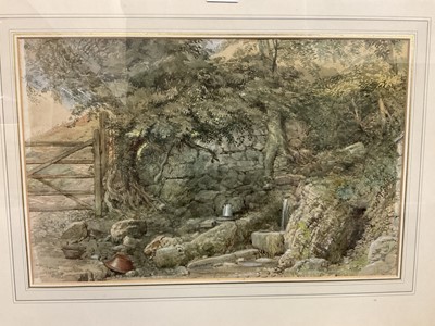 Lot 1274 - Charles Landseer (1799-1879) watercolour - rural landscape with a spring, signed, 30cm x 47cm, in glazed gilt frame