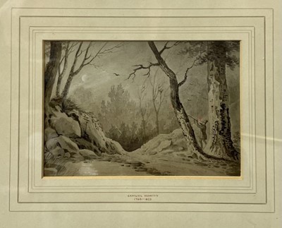 Lot 1268 - Samuel Howitt (c.1765-1822), watercolour, sportsman in a landscape, 11cm x 16cm, in glazed frame