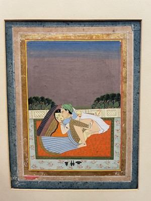 Lot 1264 - Pair of 18th / 19th century Indo-Persian erotic gouache scenes.