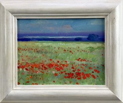 Lot 49 - James Hewitt (b. 1934) two works, oil on board - ‘Early Summer Landscape Distant Blackwater’ and ‘Late July Cornfield’, signed and dated 2008, framed