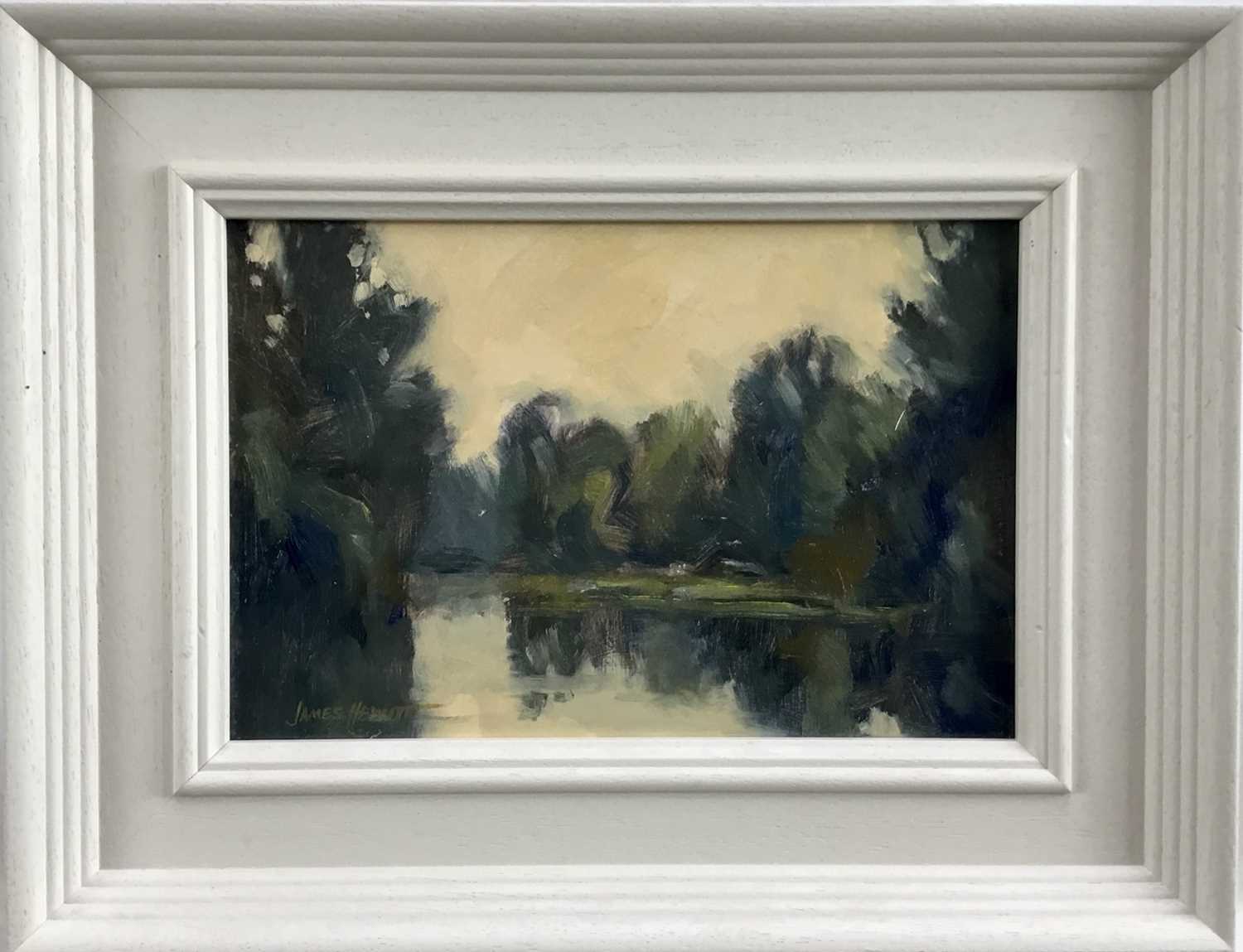Lot 50 - James Hewitt (b. 1934) two works, oil on board -  both entitled ‘Summer Water’, signed and titled verso, framed