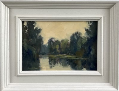 Lot 50 - James Hewitt (b. 1934) two works, oil on board -  both entitled ‘Summer Water’, signed and titled verso, framed