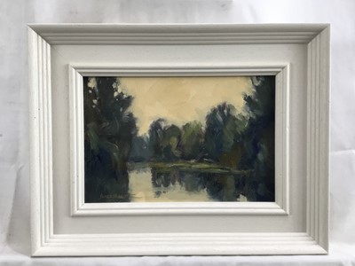 Lot 50 - James Hewitt (b. 1934) two works, oil on board -  both entitled ‘Summer Water’, signed and titled verso, framed