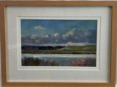Lot 51 - James Hewitt (b. 1934) two works, oil on board - ‘High Water, Blythburgh Suffolk’ and ‘Sunlight and Shadow, Blythburgh’ signed and framed
