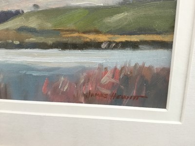 Lot 51 - James Hewitt (b. 1934) two works, oil on board - ‘High Water, Blythburgh Suffolk’ and ‘Sunlight and Shadow, Blythburgh’ signed and framed