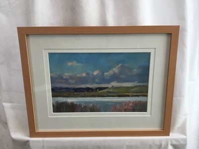 Lot 51 - James Hewitt (b. 1934) two works, oil on board - ‘High Water, Blythburgh Suffolk’ and ‘Sunlight and Shadow, Blythburgh’ signed and framed