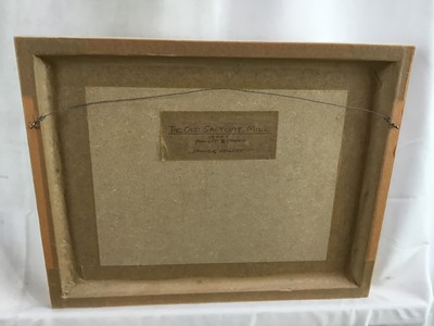 Lot 56 - James Hewitt (b. 1934) oil on board - ‘The Old Saltcote Mill 1970’s sunlight and shadow’, signed, titled verso, 17cm x 11cm in glazed frame