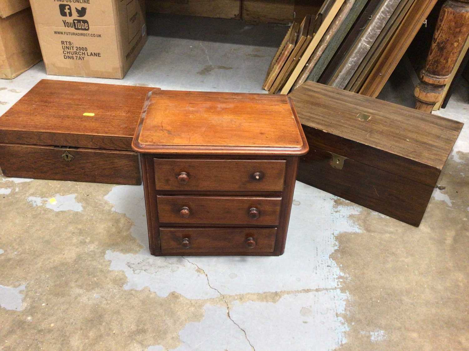 Lot 57 - Miniature 19th century mahogany chest of drawers, together with two other Victorian boxes