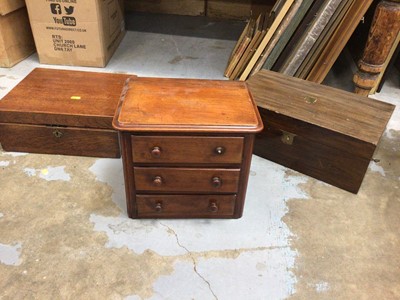 Lot 57 - Miniature 19th century mahogany chest of drawers, together with two other Victorian boxes