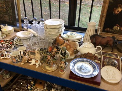 Lot 66 - Group of china and glass, including a Royal Crown Derby Imari pedestal dish, Doulton, Goebel, Royal Copenhagen, etc