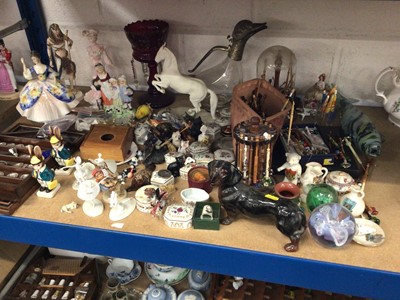 Lot 73 - China and sundry items, including Doulton, Coalport and Wedgwood figures, together with a collection of bobbins