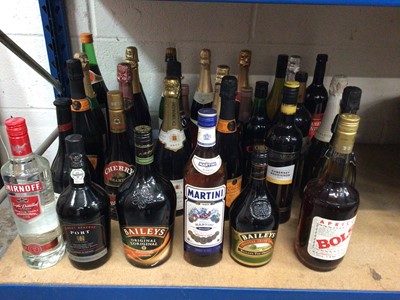 Lot 76 - Quantity of wines and spirits, including Baileys, Smirnoff, Martini, Prosecco etc
