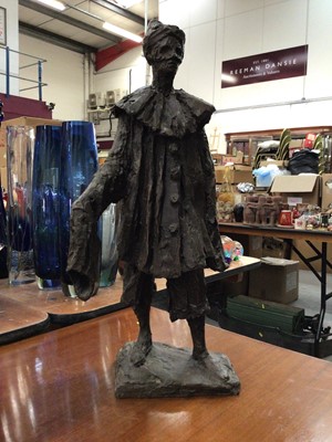 Lot 79 - Bronzed figure a clown, 44cm high