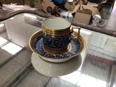 Lot 87 - 19th century Vienna porcelain coffee cup and saucer, decorated with a foliate pattern, beehive marks