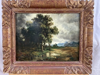Lot 1286 - Continental Post Impressionist School, oil on panel, landscape, indistinctly initialled, 30cm x 39cm, in gilt frame