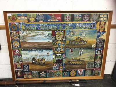 Lot 816 - Large Second World War memorial painting dedicated to the 104th Regt. R.H.A. Essex Yeomanry to Frederick Edward Barton from John Simpson 29/10/74