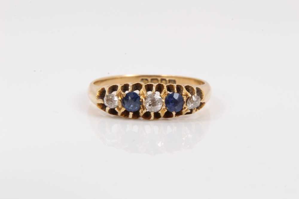 Lot 144 - Edwardian 18ct gold sapphire and diamond five stone ring