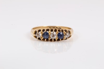 Lot 144 - Edwardian 18ct gold sapphire and diamond five stone ring
